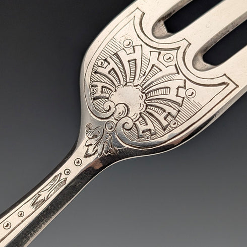 Late 19th Century French Antique Solid Sterling Silver Cutlery Set, 6 Pairs, Total 833g, Odiot