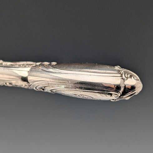 Late 19th Century French Antique Solid Sterling Silver Cutlery Set, 6 Pairs, Total 833g, Odiot