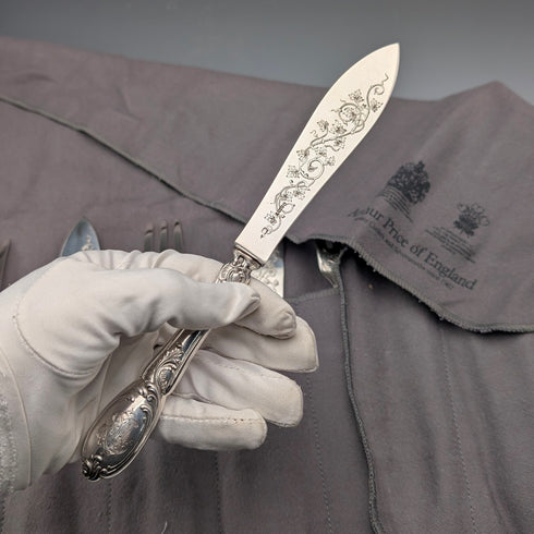 Late 19th Century French Antique Solid Sterling Silver Cutlery Set, 6 Pairs, Total 833g, Odiot