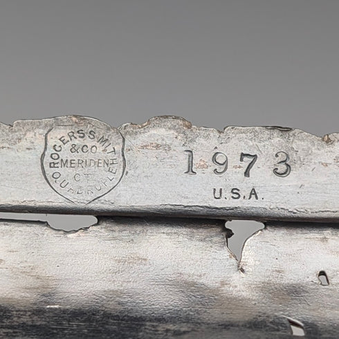 米国アンティーク ブリタニアメタル製 可動ハンドル 脚付きバスケット MERIDEN BRITANNIA