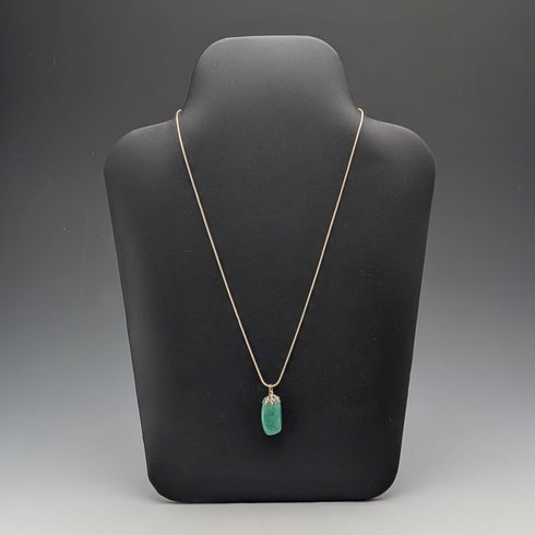 Vintage Green Jade Pendant & Sterling Silver Necklace