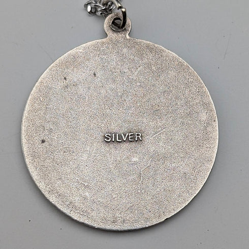 復古聖克里斯多福純銀獎章吊墜①,搭配純銀項鍊,總重7.4克