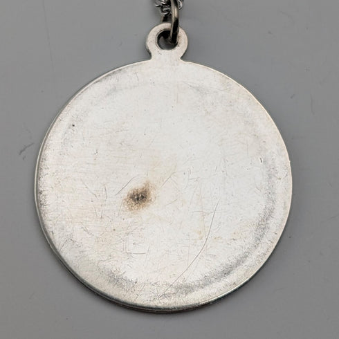 復古聖克里斯多福純銀獎章吊墜③,搭配純銀項鍊,總重7.8克