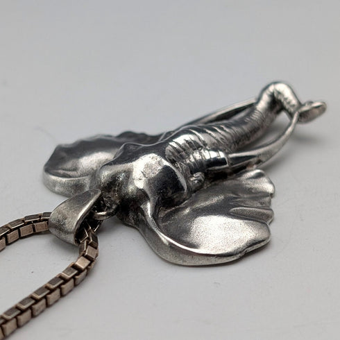 英國復古象頭純銀吊墜,配鍍金項鍊,總重19克