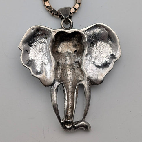 英國復古象頭純銀吊墜,配鍍金項鍊,總重19克