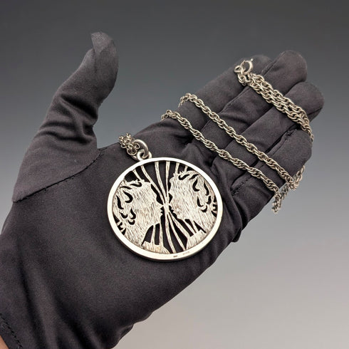 英国ヴィンテージ 双子座 純銀製ペンダント 純銀ネックレス付 計54g Deakin&Francis