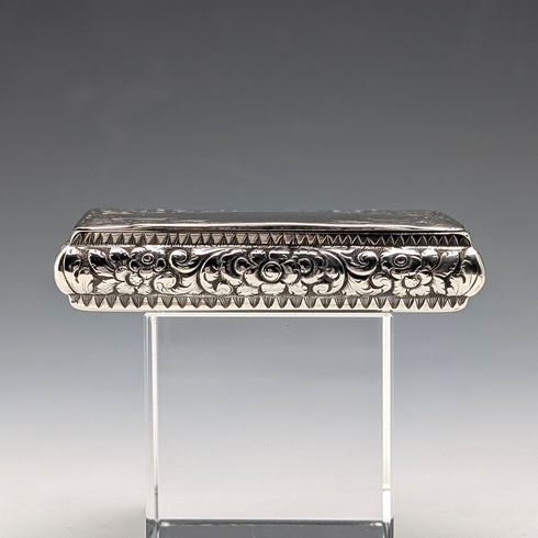 1878 British Antique Sterling Silver Square Snuff Box 50g Hillard&Thomason