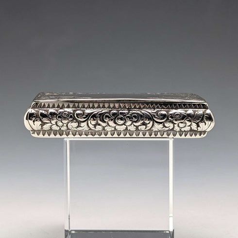 1878 British Antique Sterling Silver Square Snuff Box 50g Hillard&Thomason