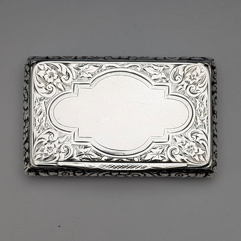1878 British Antique Sterling Silver Square Snuff Box 50g Hillard&Thomason