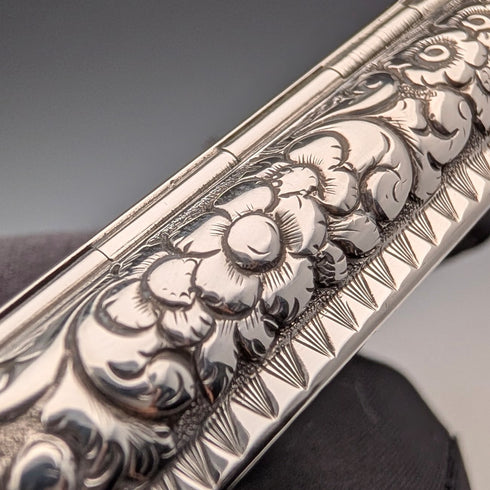 1878 British Antique Sterling Silver Square Snuff Box 50g Hillard&Thomason