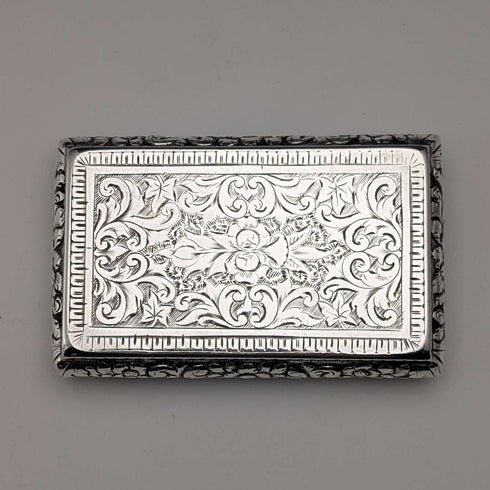 1878 British Antique Sterling Silver Square Snuff Box 50g Hillard&Thomason