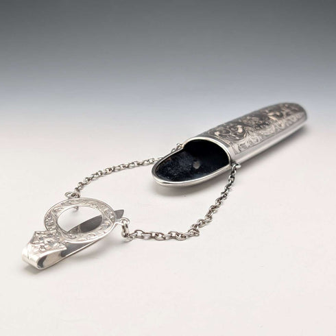 1903 British Antique Sterling Silver Chatelaine Eyeglass Case, 80g, Levi & Salaman