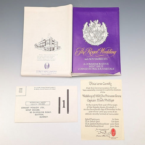 1973 Princess Anne's Wedding Commemorative Pure Silver Coin 6-Coin Set, Silver Weight 50g, Ppbjoy Mint ltd