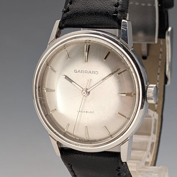 1960s Garrard (UK) Men's Watch, Stainless Steel Case, 17 Jewels Mechanical Movement, with Original Box, Good Working Order.