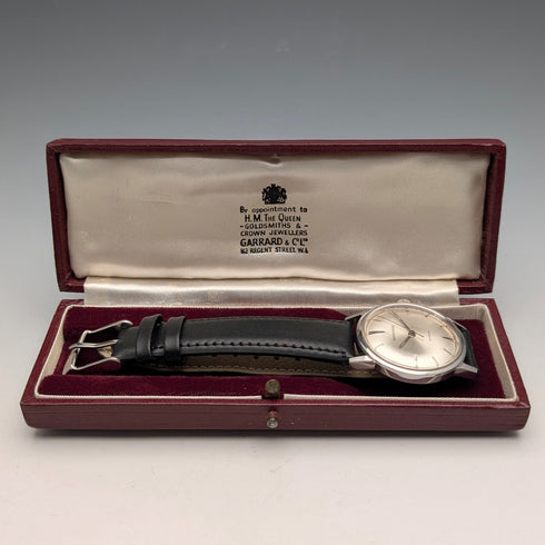 1960s Garrard (UK) Men's Watch, Stainless Steel Case, 17 Jewels Mechanical Movement, with Original Box, Good Working Order.