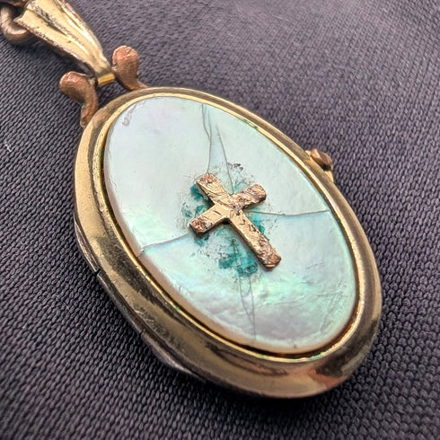 Antique British rolled gold Albert chain locket fob