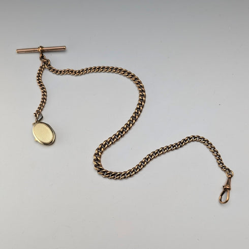 Antique British rolled gold Albert chain locket fob