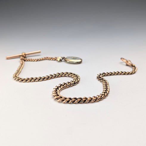 Antique British rolled gold Albert chain locket fob