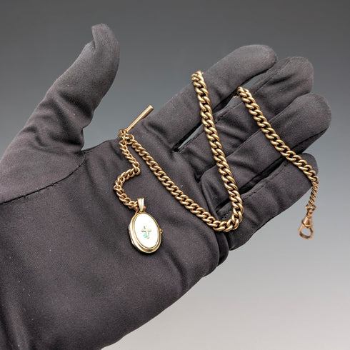 Antique British rolled gold Albert chain locket fob