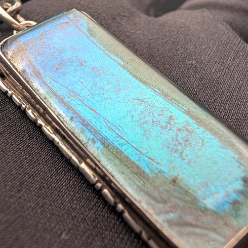 1889年 英国アンティーク ファンシーリンク 純銀製アルバートチェーン 45g モルフォ装飾フォブ