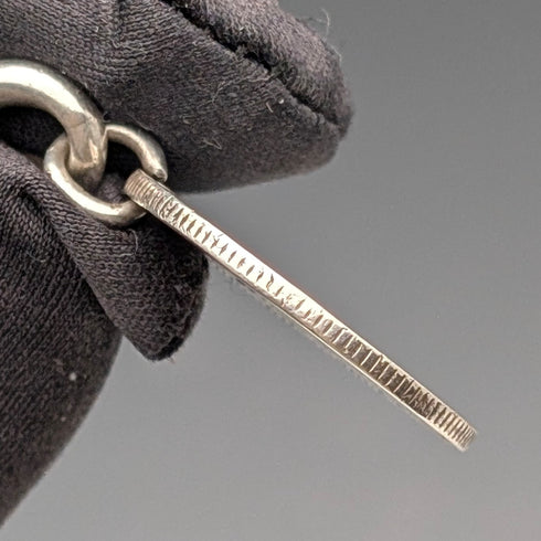 1911年 英国アンティーク 純銀製アルバートチェーン 59g 南アフリカ1シリング銀貨フォブ