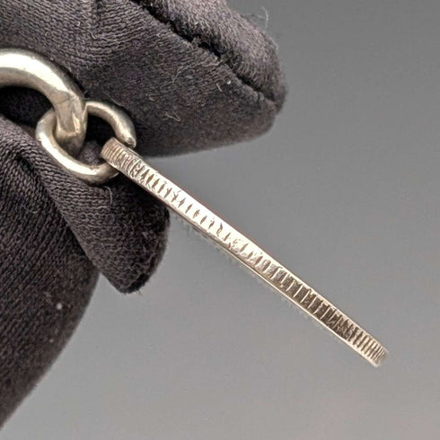 1911年 英国アンティーク 純銀製アルバートチェーン 59g 南アフリカ1シリング銀貨フォブ
