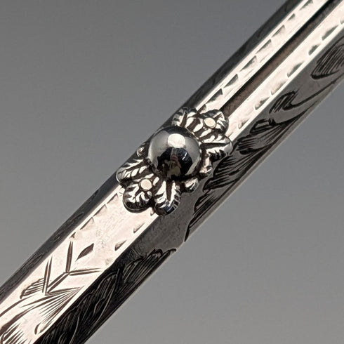 Antique 800 Silver Push-Pull Pencil & Dip Pen with Green Stone Decoration
