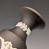 A pair of vintage British Wedgwood black jasperware vases.
