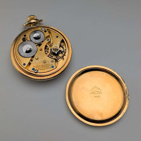 1919年 米国ウォルサム Traveler 金張りケース 懐中時計 機械式時計 動作良好