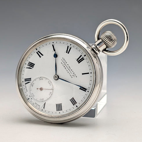 1919 British antique John Finlayson pocket watch in sterling silver Denison case, in good working order