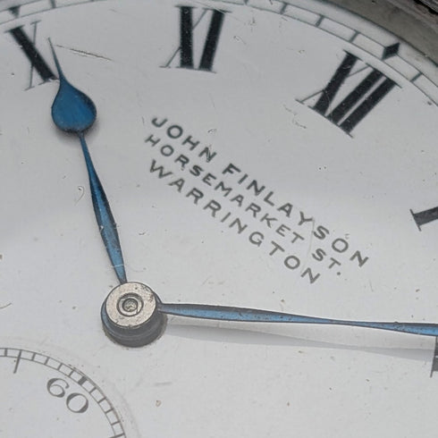 1919 British antique John Finlayson pocket watch in sterling silver Denison case, in good working order