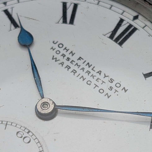 1919 British antique John Finlayson pocket watch in sterling silver Denison case, in good working order