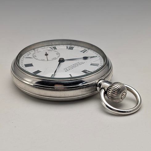 1919 British antique John Finlayson pocket watch in sterling silver Denison case, in good working order