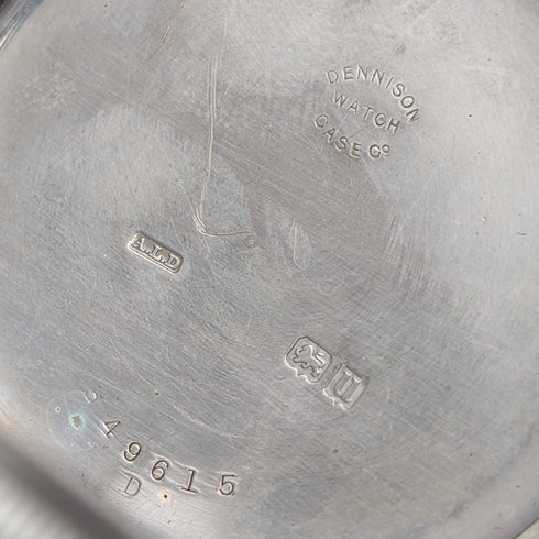 1919 British antique John Finlayson pocket watch in sterling silver Denison case, in good working order