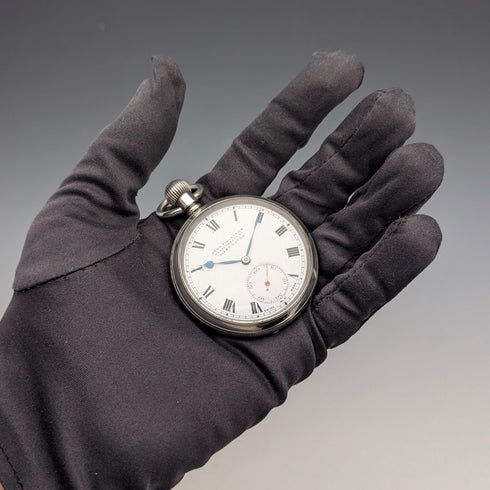 1919 British antique John Finlayson pocket watch in sterling silver Denison case, in good working order
