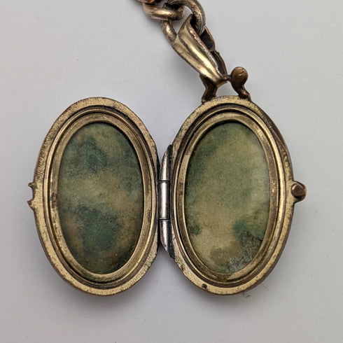 Antique British rolled gold Albert chain locket fob