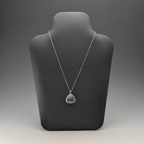 英国ヴィンテージ 純銀台座 バタフライウイングペンダント 純銀ネックレス付 ②