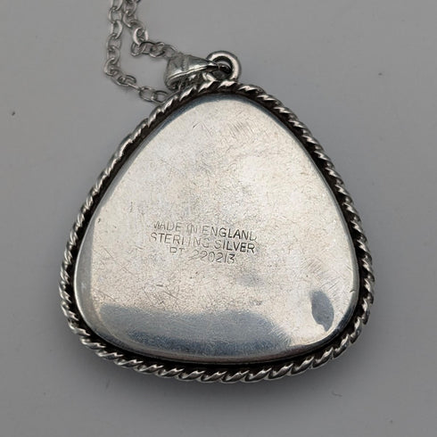 英国ヴィンテージ 純銀台座 バタフライウイングペンダント 純銀ネックレス付 ②