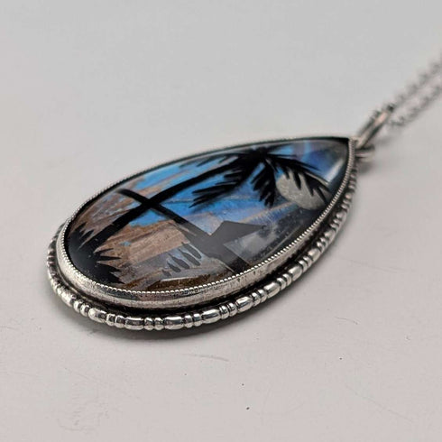 British vintage sterling silver butterfly wing pendant with sterling silver necklace (3)