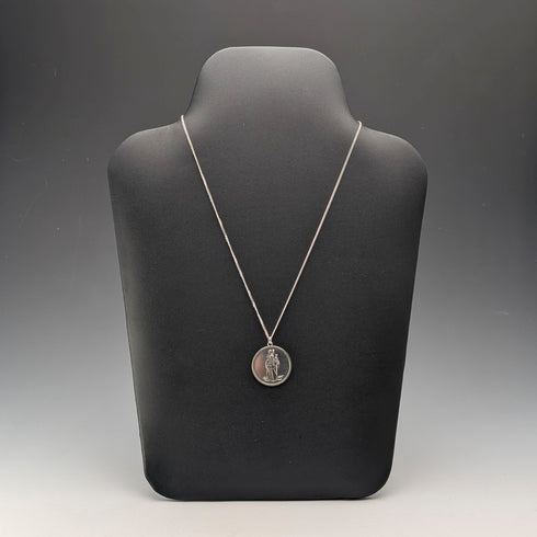 英国ヴィンテージ 純銀製 聖クリストファー メダイペンダント 純銀ネックレス付 計10.3g