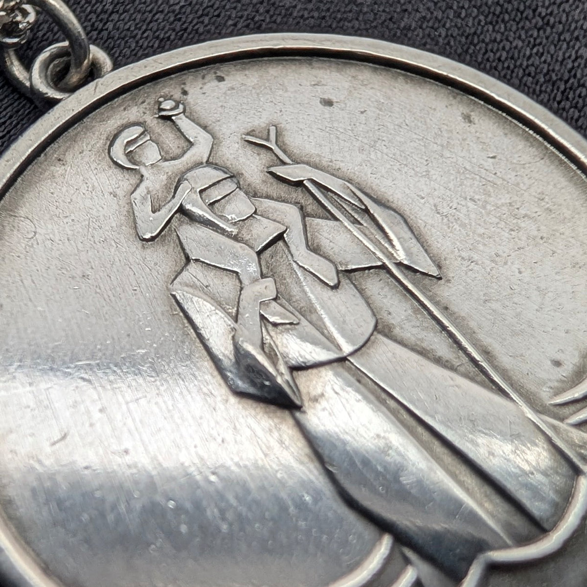 英國復古純銀聖克里斯多福獎章吊墜，搭配純銀項鍊，總重10.3克– SILVER-LUG