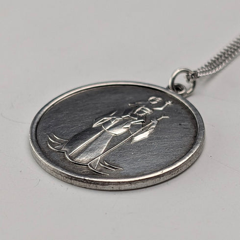 英国ヴィンテージ 純銀製 聖クリストファー メダイペンダント 純銀ネックレス付 計10.3g