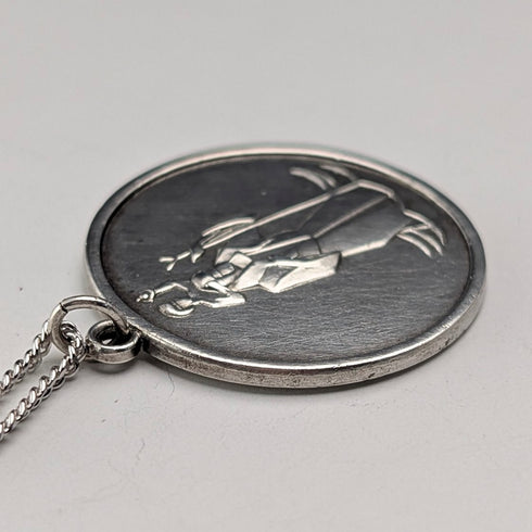 英国ヴィンテージ 純銀製 聖クリストファー メダイペンダント 純銀ネックレス付 計10.3g