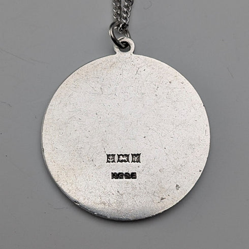 英国ヴィンテージ 純銀製 聖クリストファー メダイペンダント 純銀ネックレス付 計10.3g