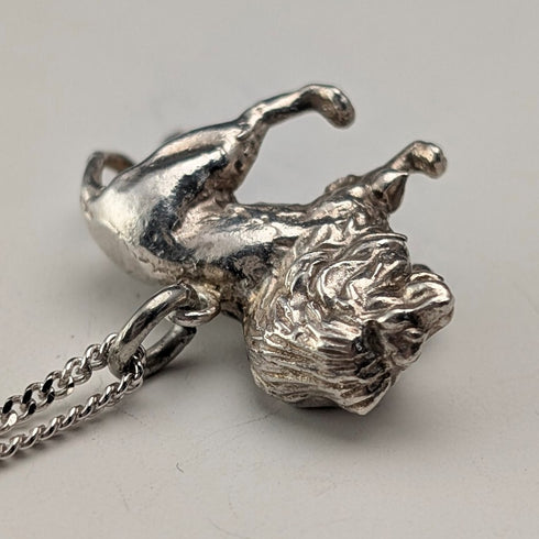 英国ヴィンテージ 純銀製 ライオンパサント ペンダント 純銀ネックレス付 計12.7g