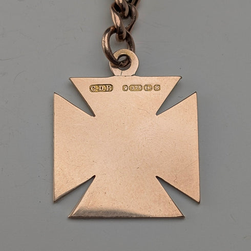 英国アンティーク 9ctローズゴールド ダブルアルバートチェーン 9ctゴールドメダルフォブ 計22.4g