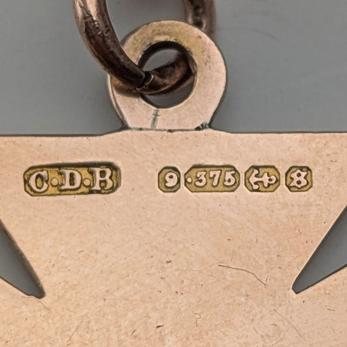 英国アンティーク 9ctローズゴールド ダブルアルバートチェーン 9ctゴールドメダルフォブ 計22.4g