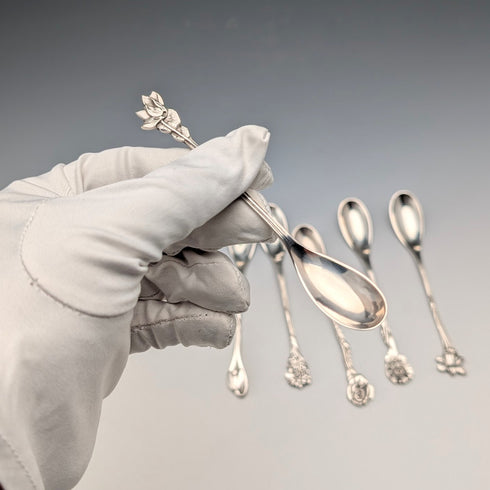 20世紀前半 オランダ製 コンチネンタルシルバー製 コーヒースプーン6本 計62g