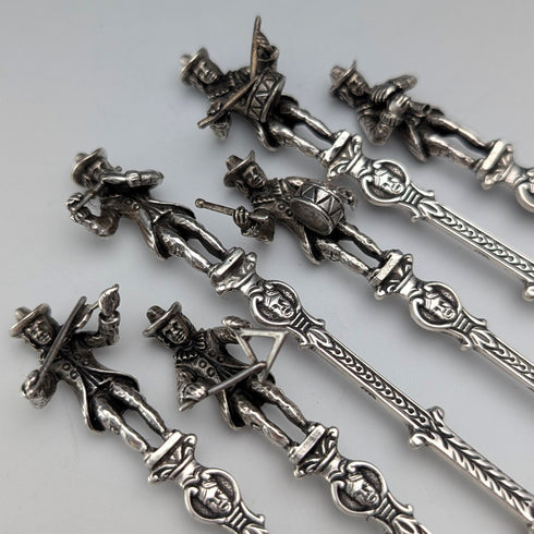 オランダヴィンテージ 音楽隊彫刻 835シルバー製 スプーン12本 計181g ケース入