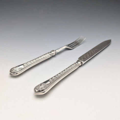 1867年頃 英国アンティーク 純銀製ハンドル カトラリー6ペア Roberts&Belk